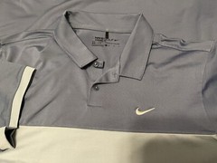 NIKE GOLF PERFORMANCE DRI-FIT ICON COLOR BLOCK OCEAN FOG BLUE GRAY POLO MEDIUM