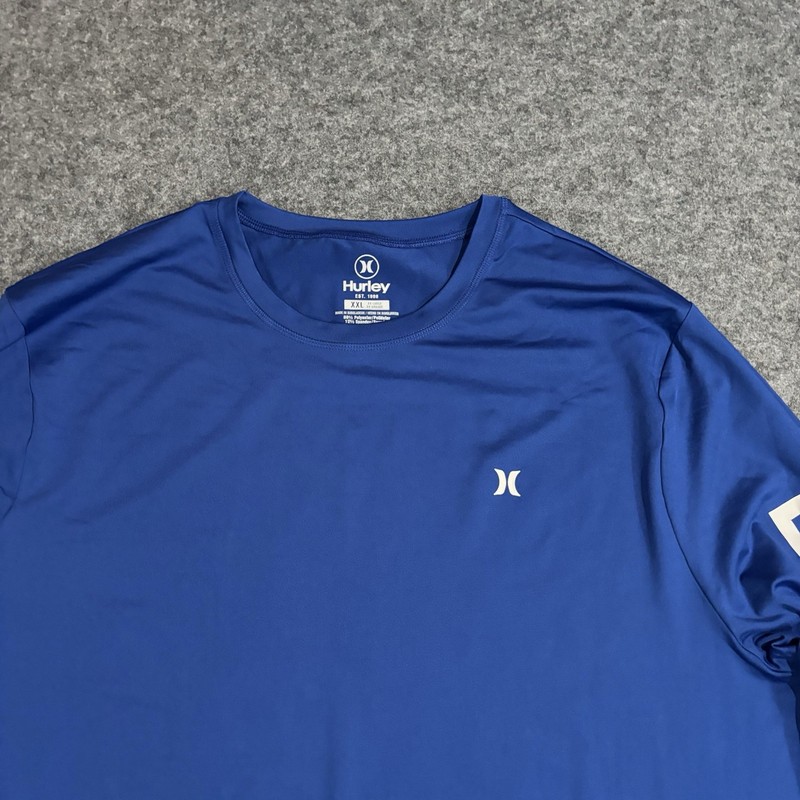 Hurley Athletic Shirt Men Size 2XL Blue Graphic Logo Spell out Long Sleeve gallery