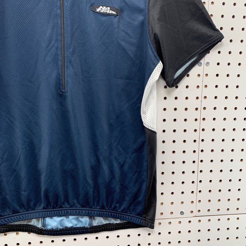 Vintage 90s No Fear Cylcing Jersey Mens Large Blue 1/2 Zip Pullover USA 20x27 gallery