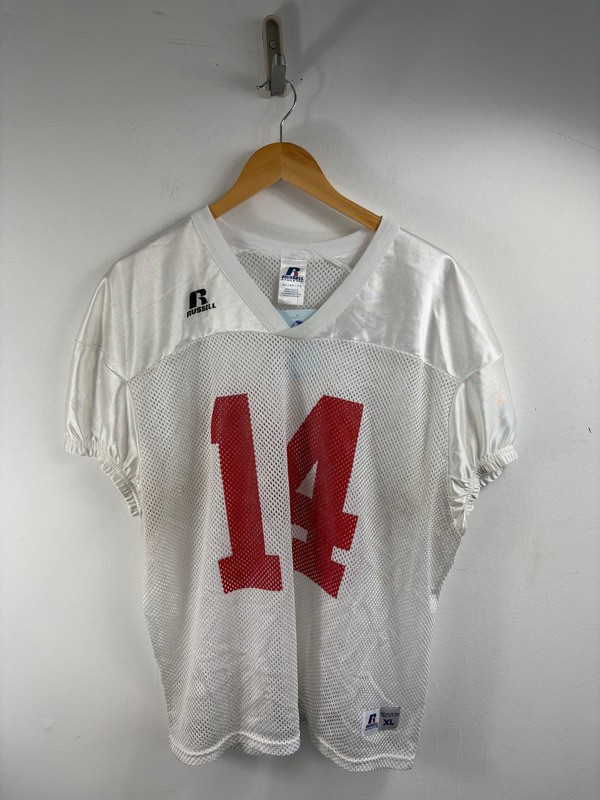 Russell Athletic Mesh Jersey | Vintage 1990s White Football Training Top with Re gallery