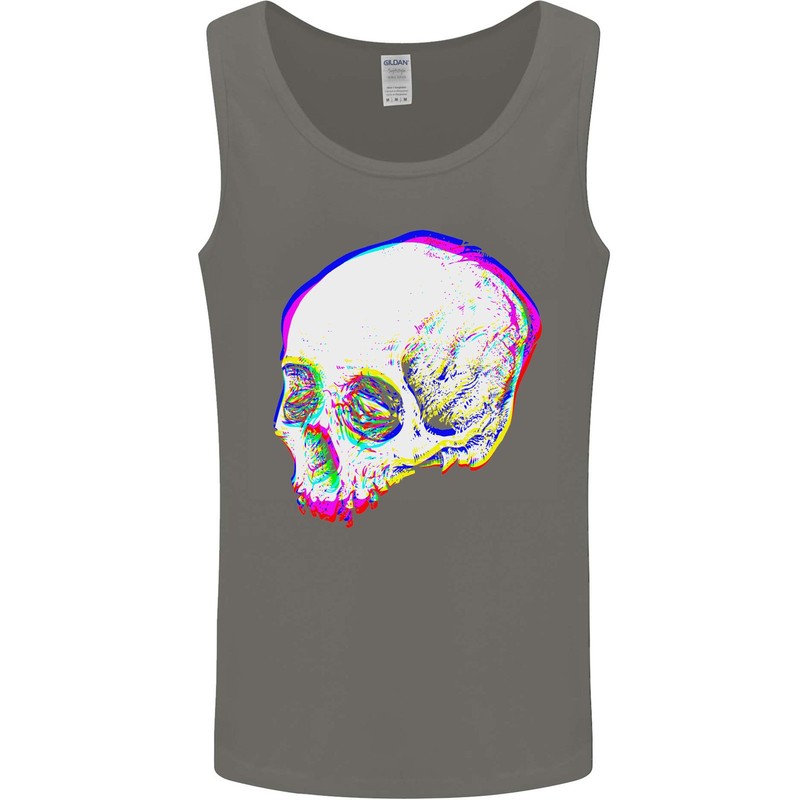 Glitch Skull Gothic Biker Heavy Metal Rock Mens Vest Tank Top gallery
