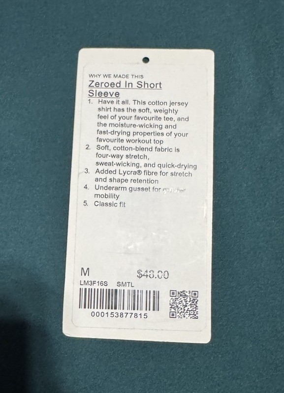 NEW Lululemon Men’s Size Medium Storm Teal Zeroed In Short Sleeve Shirt gallery