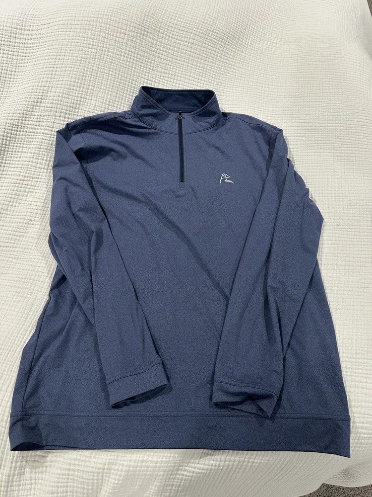 Rhoback 1/4 Zip Pullover Mens L Heather Blue Performance Stretch Q-Zip Golf