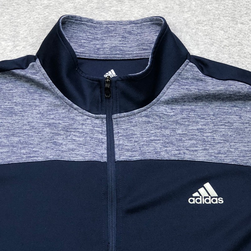 Adidas Pullover Men's Large Blue Quarter Zip Golf Performance Logo Stretch gallery