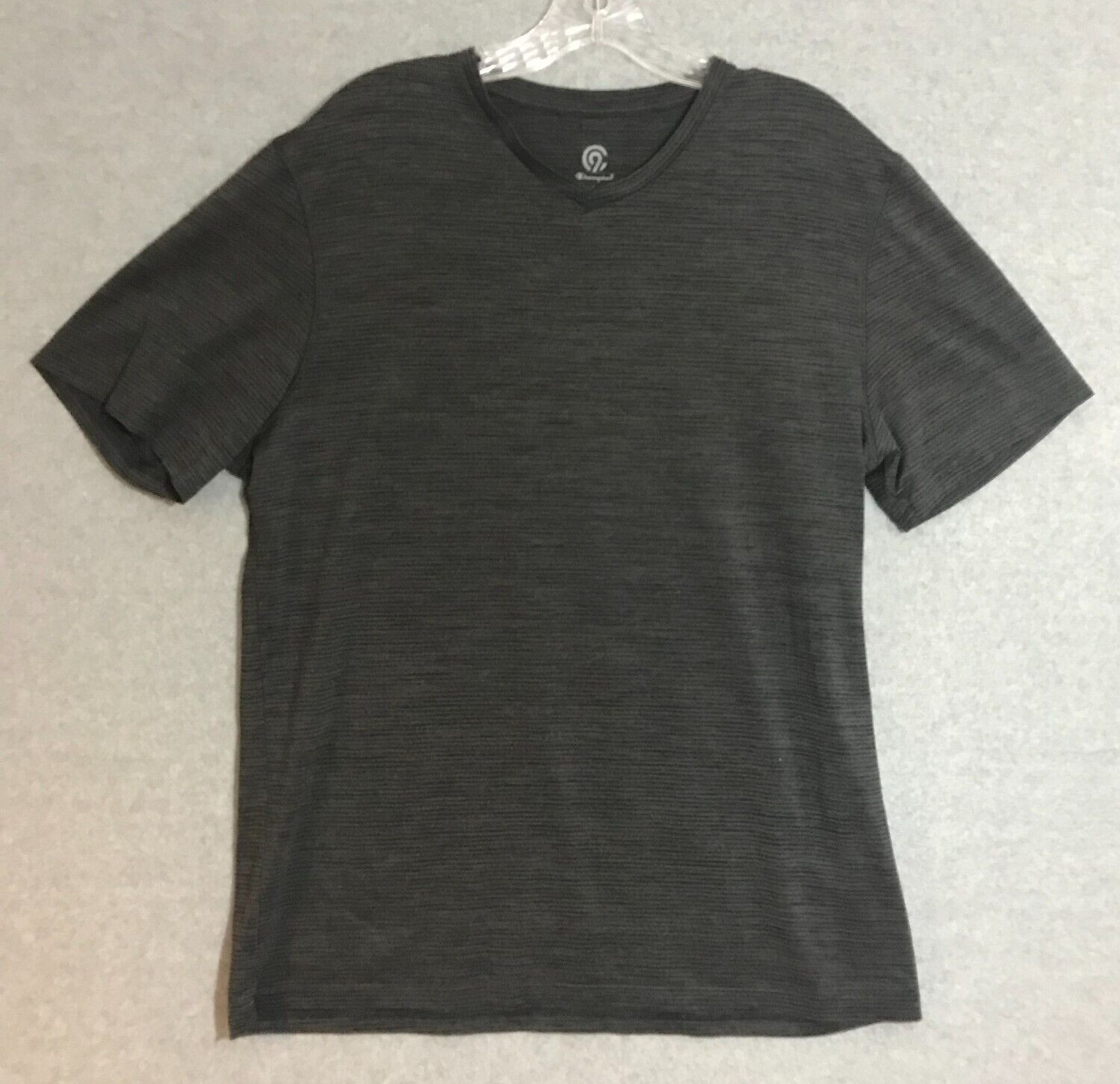 Champion V-Neck Shirt Mens Large Gray Striped Short Sleeve Casual Lightweight gallery