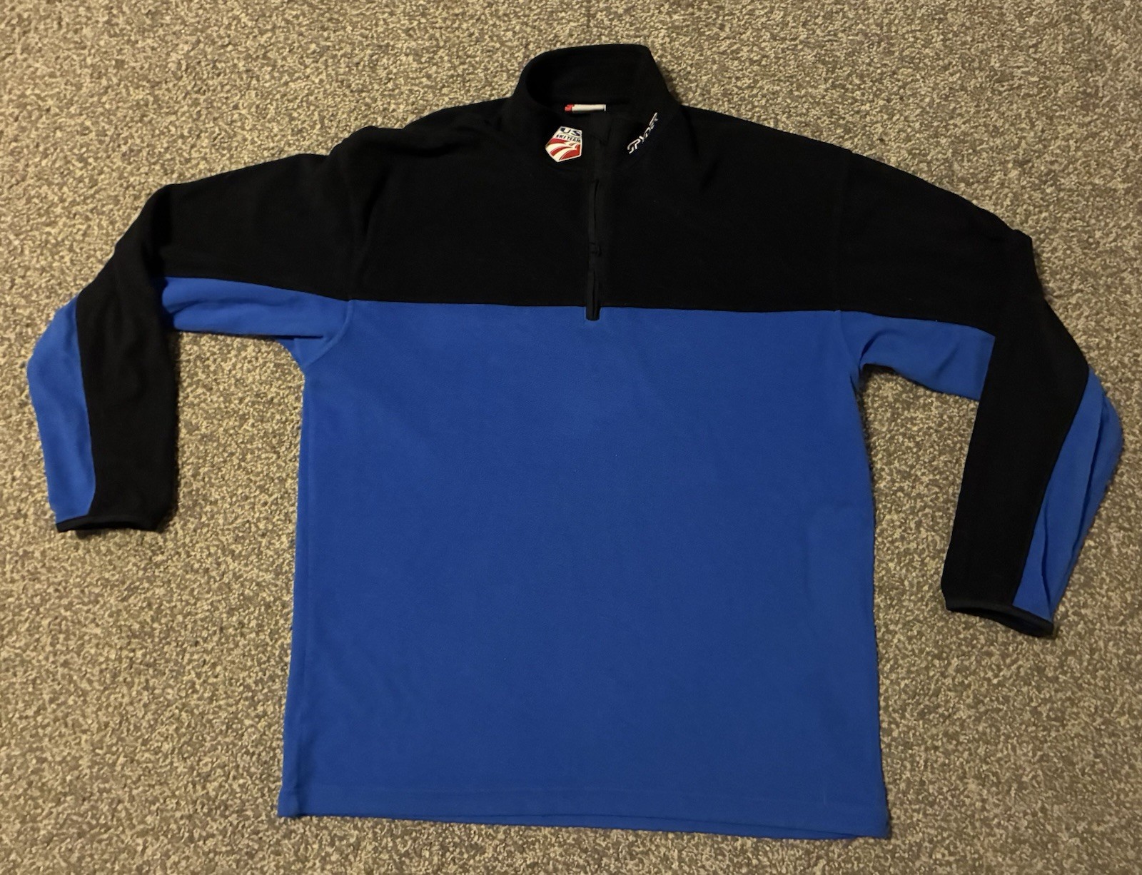 Spyder Men's L Quarter 1/4 Zip Fleece Pullover Long Sleeve USA Ski Team Vintage gallery