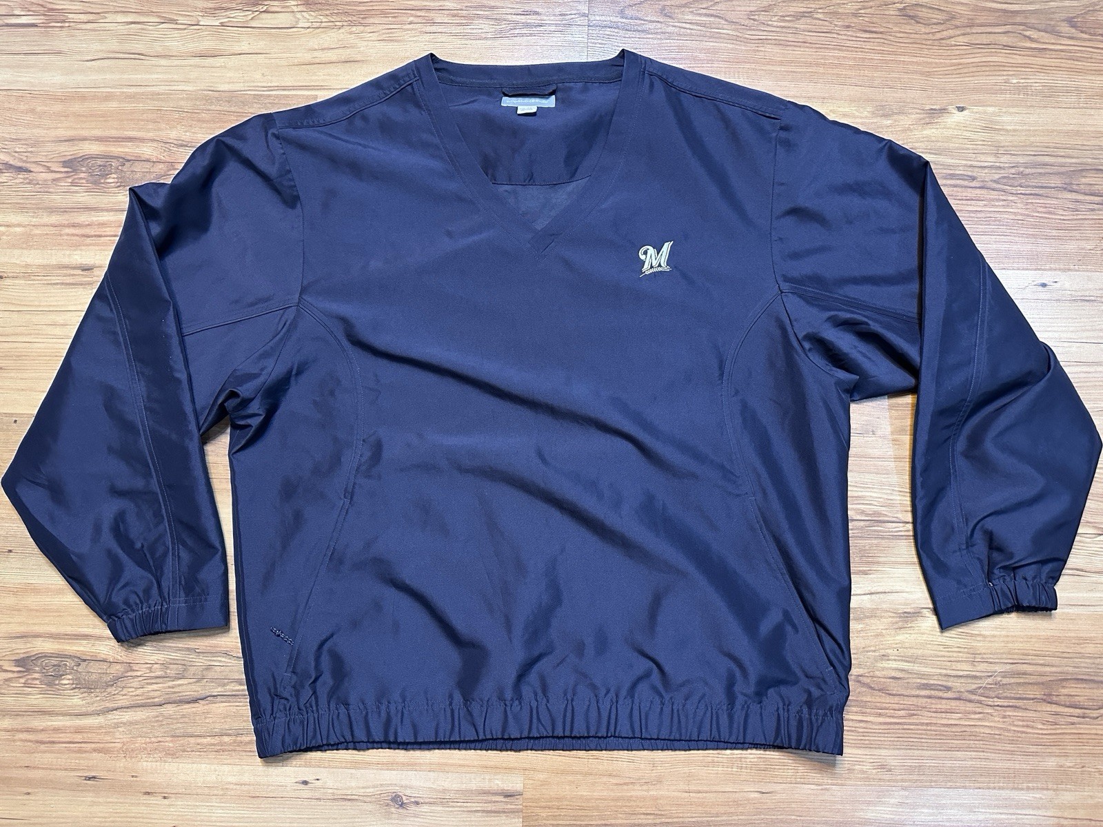 Men's XXL Cutter & Buck WindTec Milwaukee Brewers Long Sleeve pullover Navy gallery