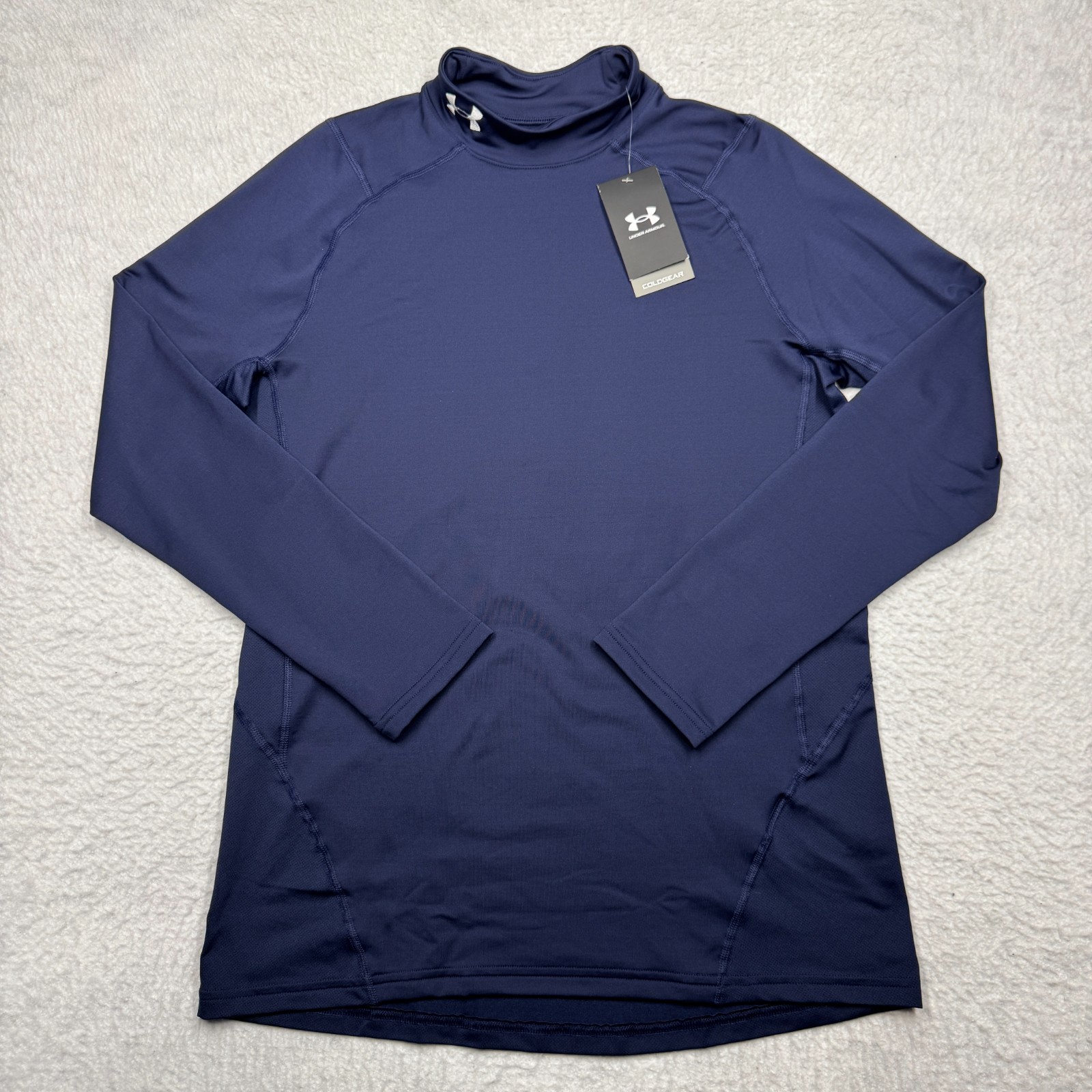 Under Armour ColdGear Fitted Mock Long Sleeve Shirt Base Layer Blue Men's Size L gallery