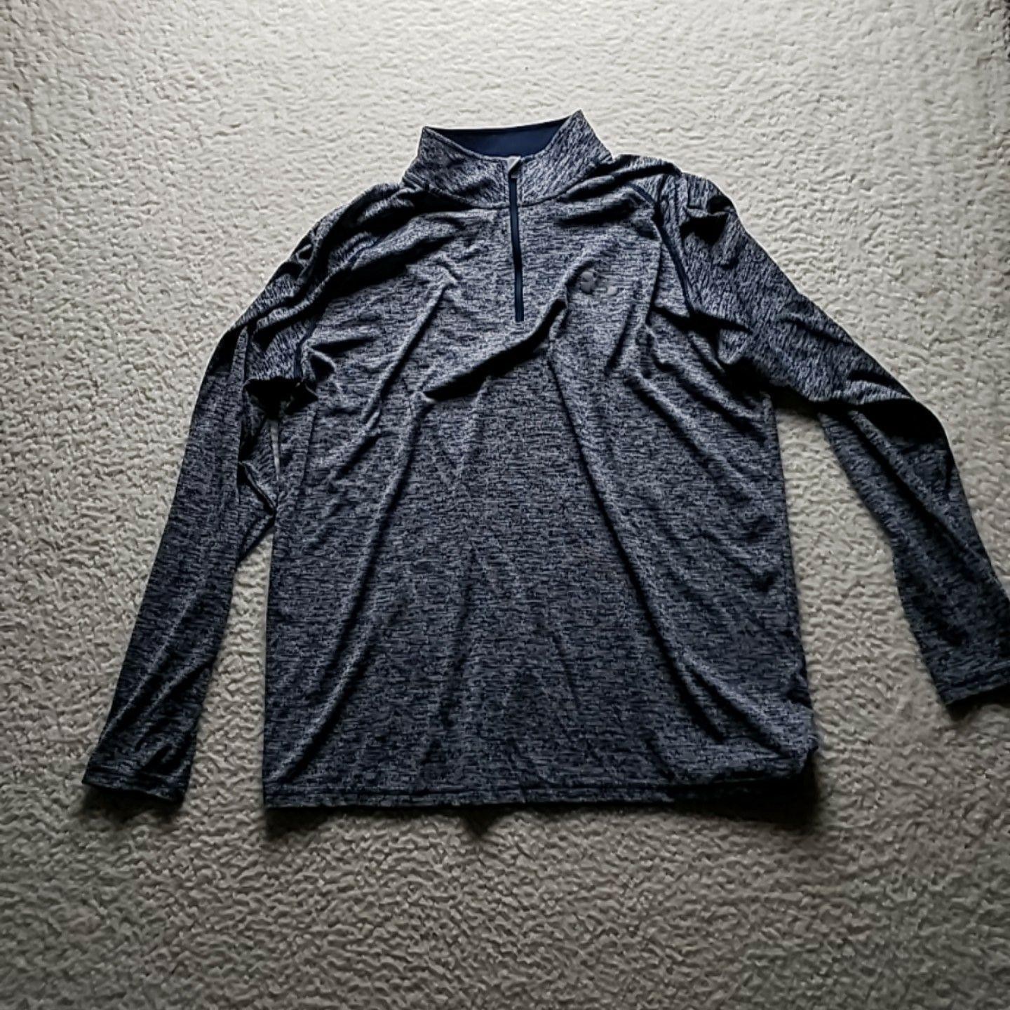 Under Armour Pullover Mens Large Blue HeatGear 1/4 Zip Long Sleeve Athletic Top gallery