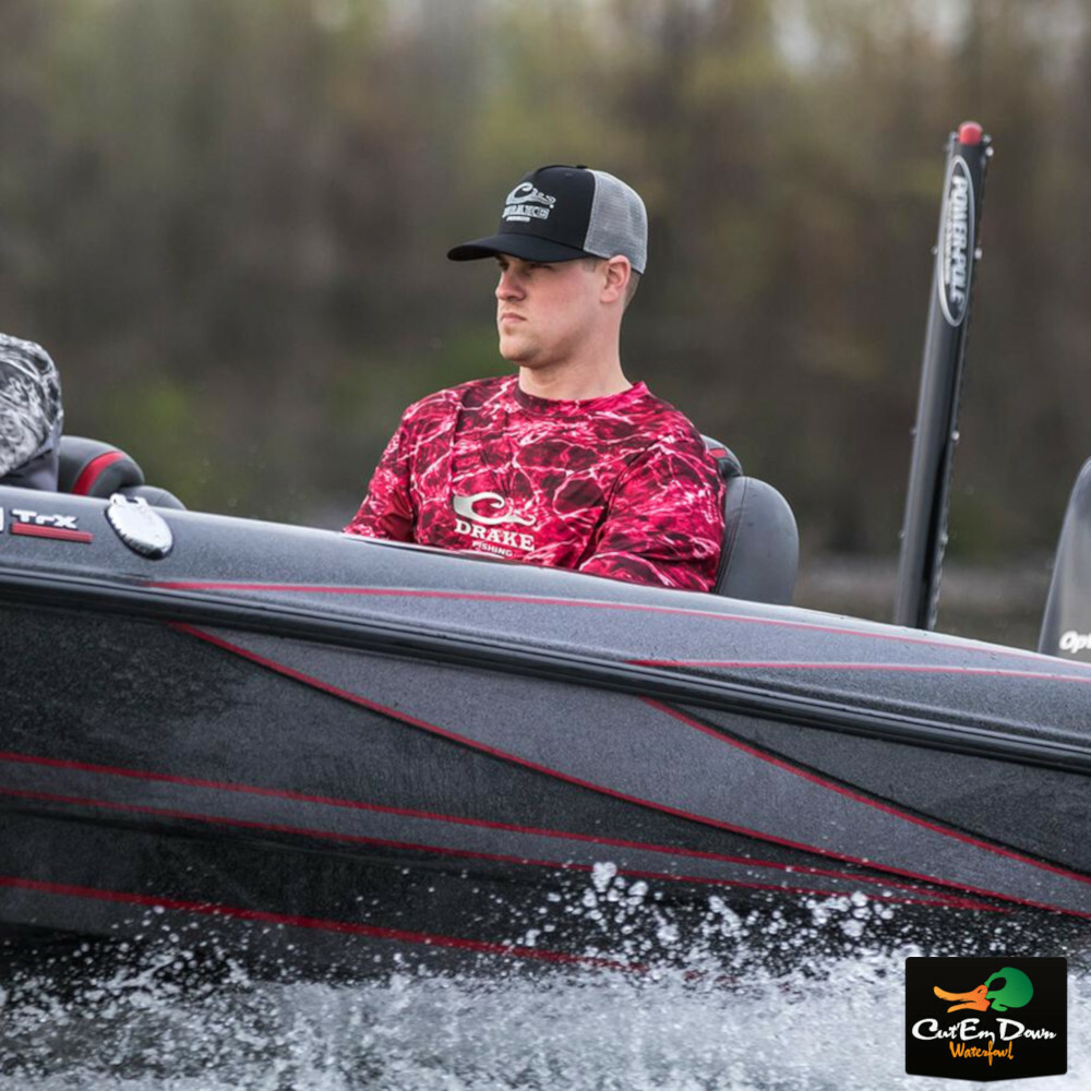 NEW DRAKE PERFORMANCE FISHING SHIELD 4 CAMO MESH BACK CREW NECK L/S SHIRT gallery