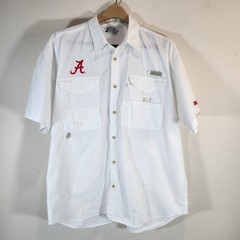 Columbia PFG Fishing Shirt White Roll Tide Alabama Crimson Tide Logo Men’s XL