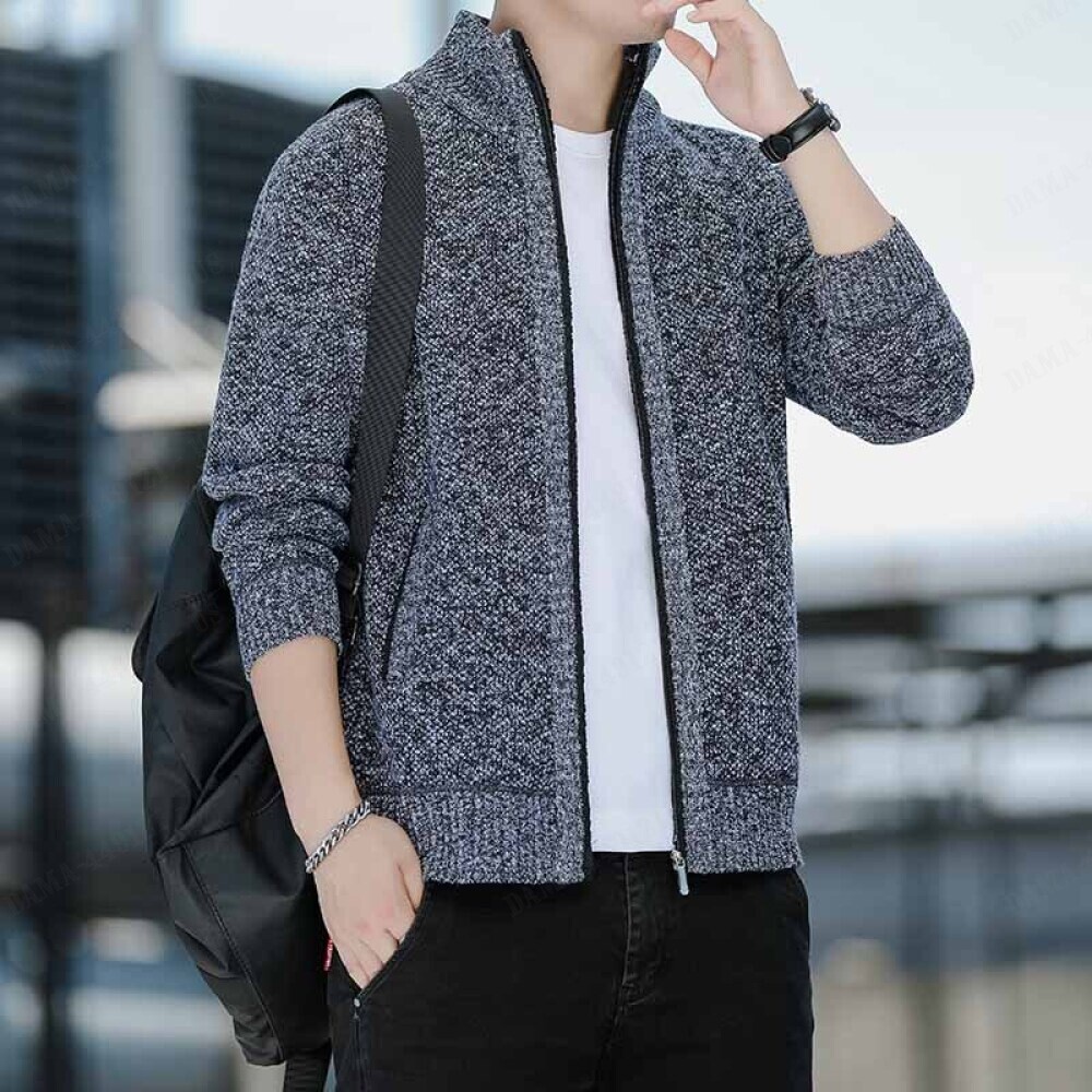 Men's Male Padded Thickened Sweater Cardigan Needle Knitted Fashion Jackets