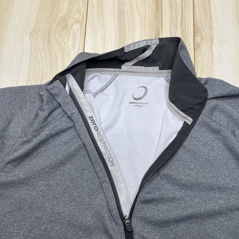 Zero Restriction 1/4 Zip Pullover Sweater Logo Embroidery Gray Men Size Large gallery