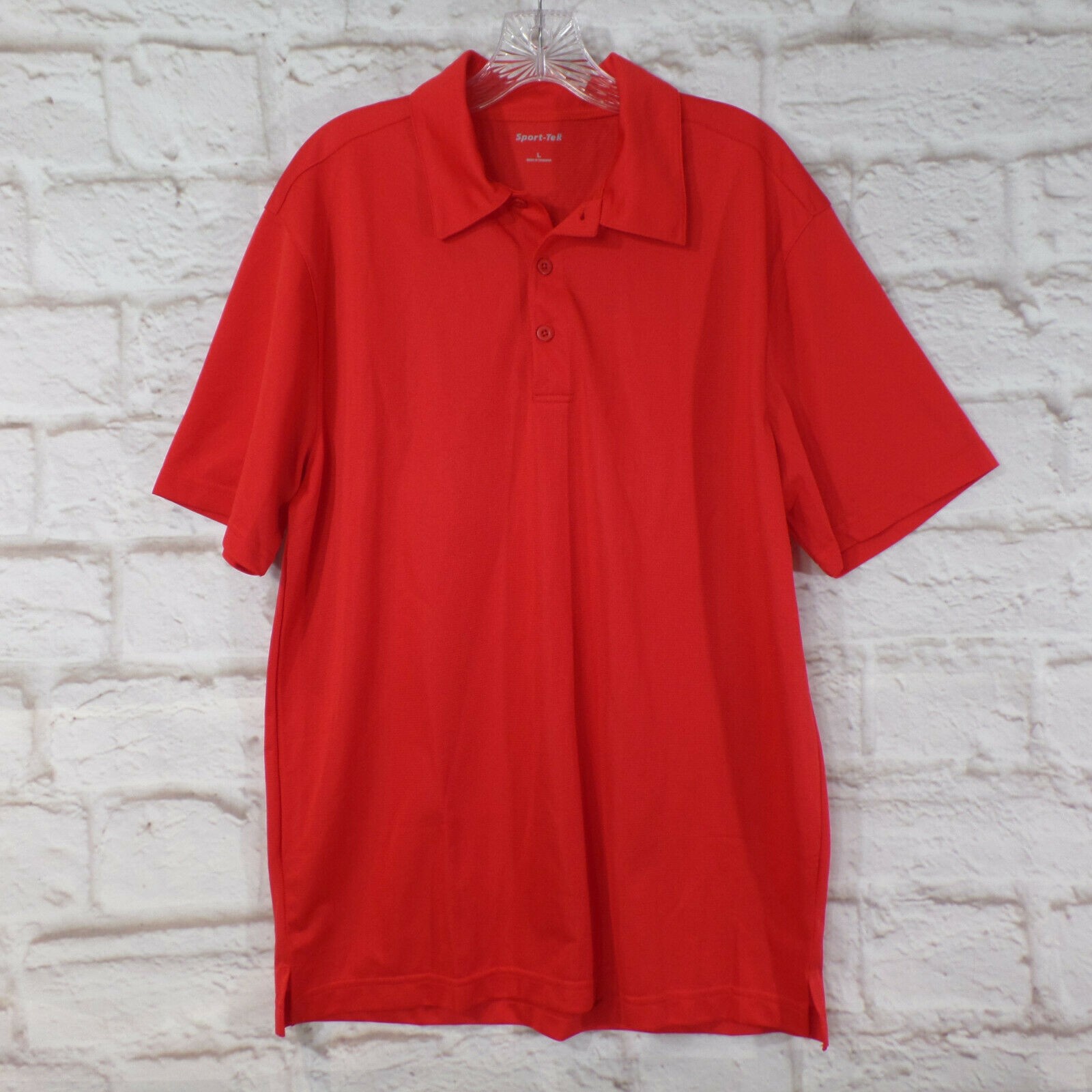 Sport Tek size L Active Textured Polo Breathable Snag Resistant Vented Shirt gallery