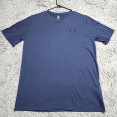 Under Armour Mens Loose Fit TShirt Large Navy Blue Cotton Polyester Blend Gym