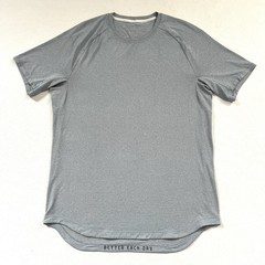 Lululemon Heathered Chambray Blue Gray Drysense Training Short Sleeve Shirt XL