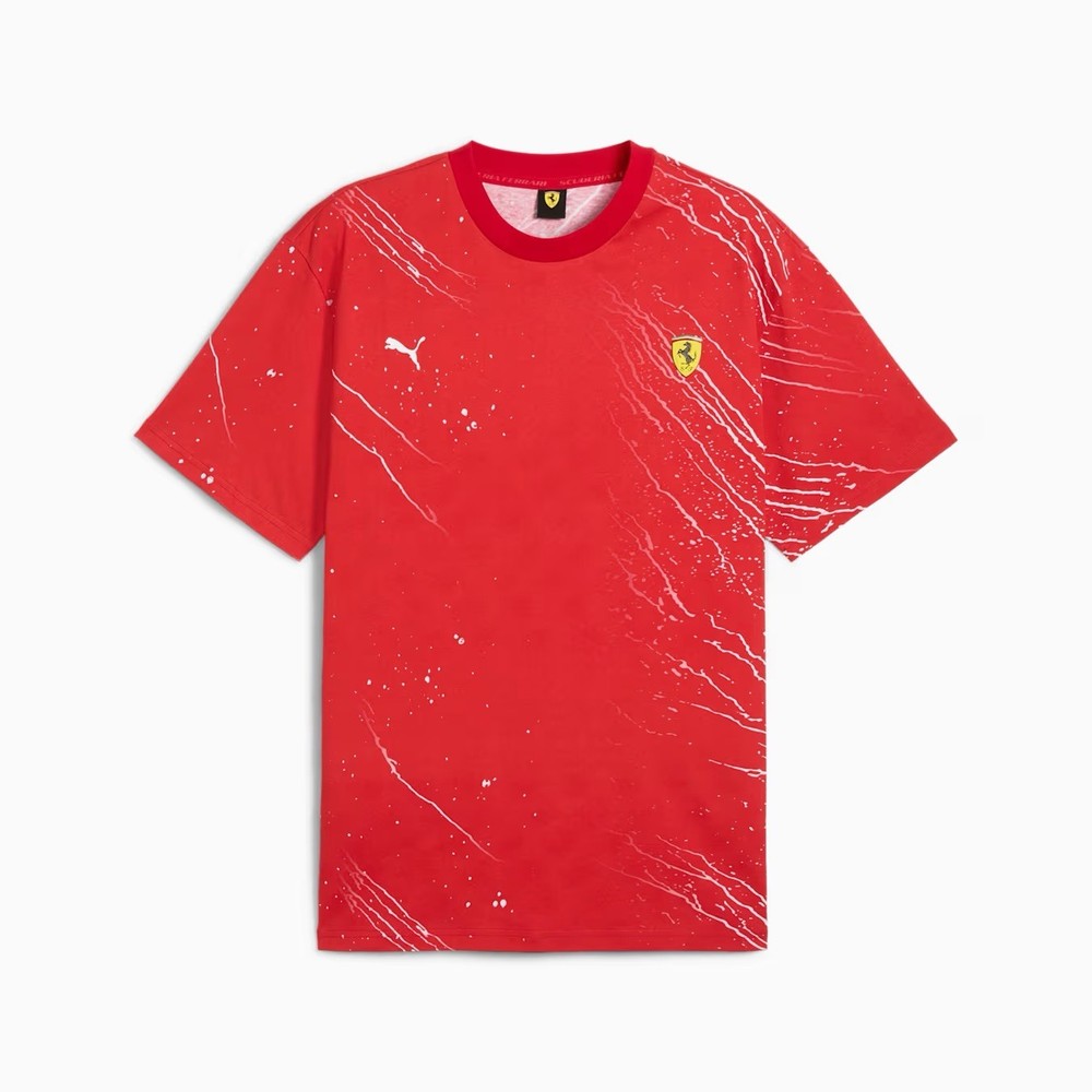 Puma x Ferrari Race Color Splash AOP Tee Shirt Red 630487-02 Men's Size LARGE L
