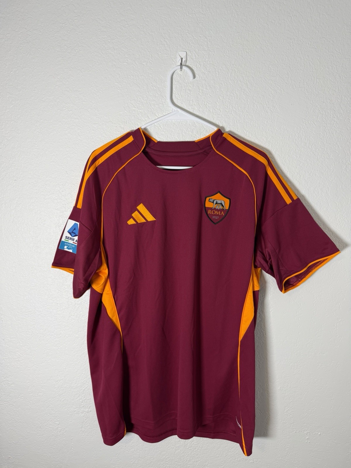 Adidas AS Roma 2023-24 Home Jersey Mens XL Slim Fit Maroon Soccer Shirt gallery