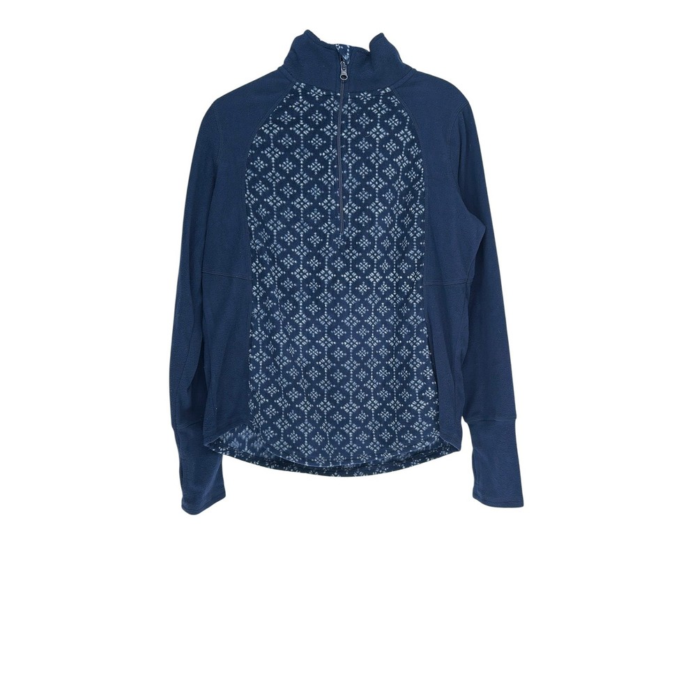 St John's Bay Active Petite Blue Patterned 1/4 Zip Pullover Top