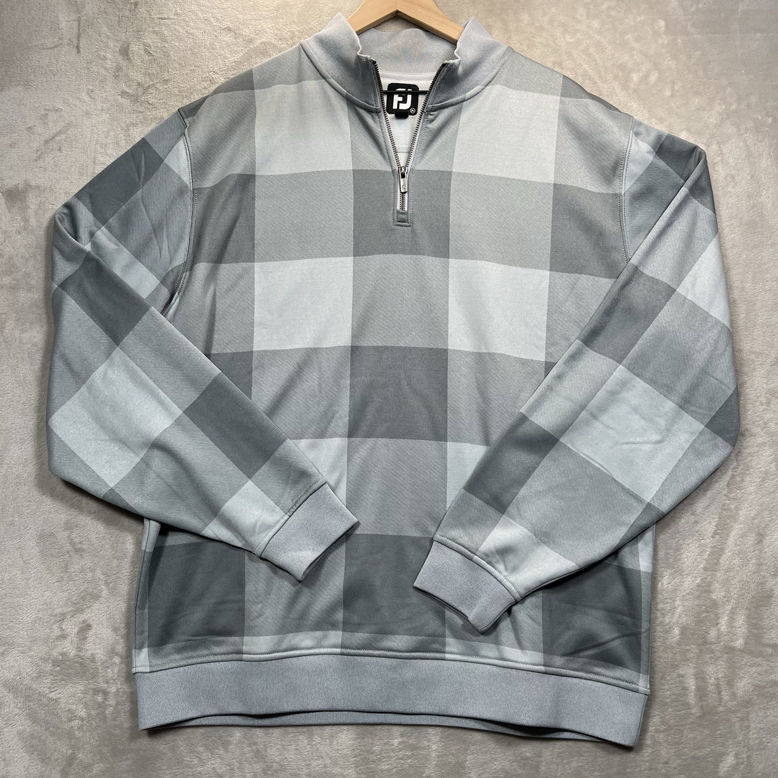 FootJoy Pullover Mens XL Gray 1/4 Zip Check Golf Sweater gallery