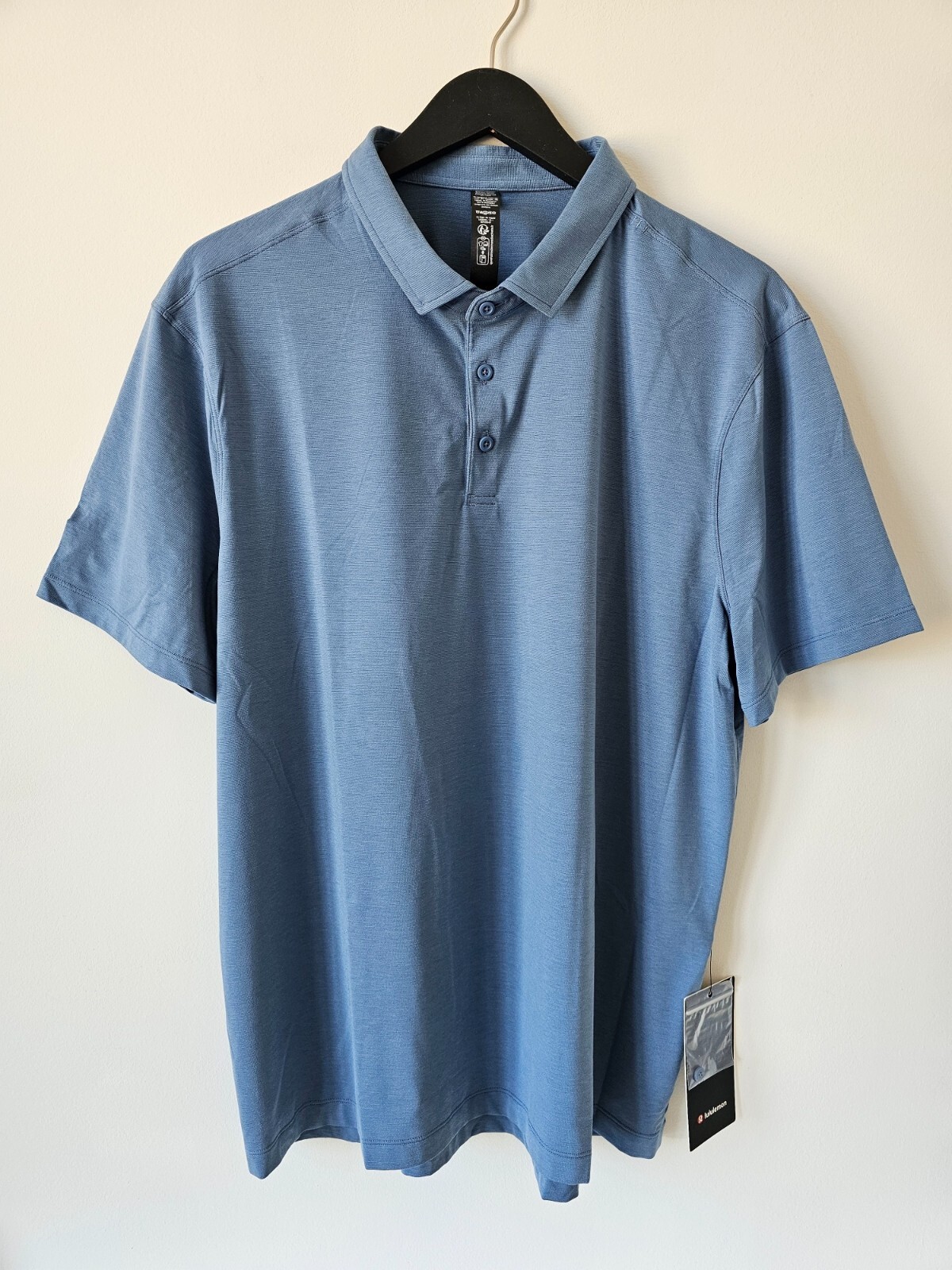 NWT LULULEMON Evolution SS Polo Top Shirt Men's XXL WSDN Washed Denim Blue gallery