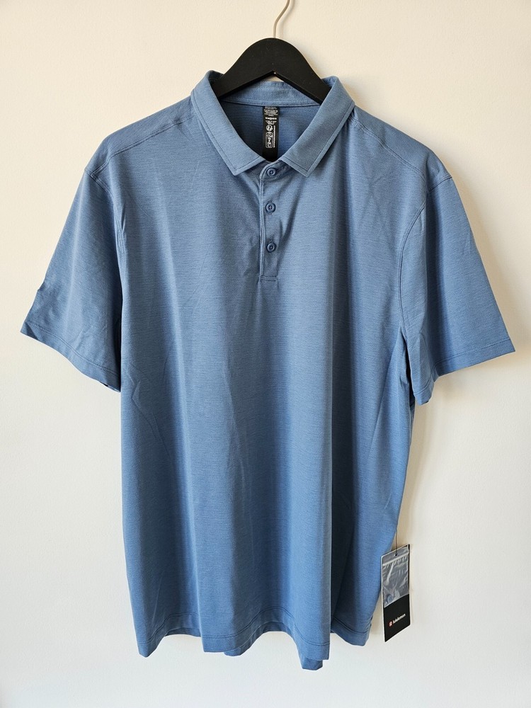 NWT LULULEMON Evolution SS Polo Top Shirt Men's XXL WSDN Washed Denim Blue