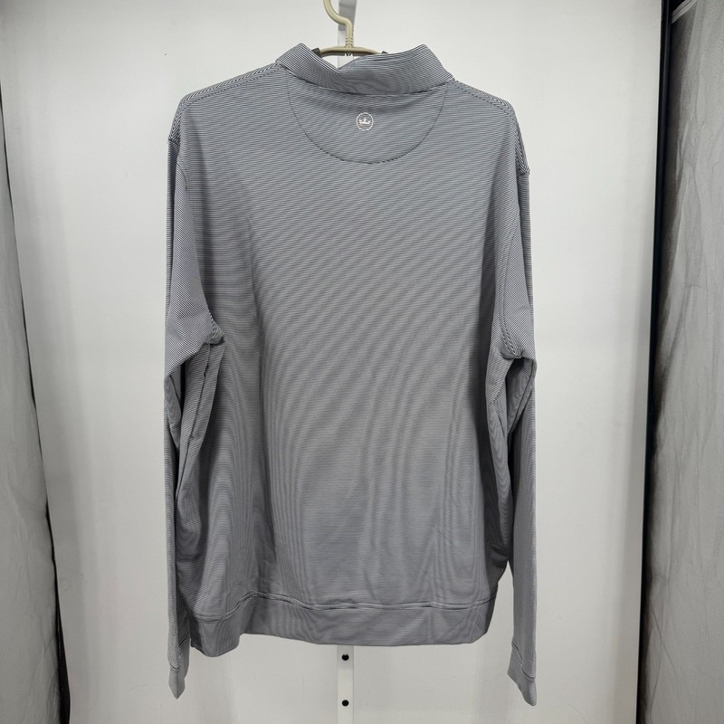 Peter Millar Perth Sugar Stripe Performance Quarter-Zip Mens L Iron White Golf gallery
