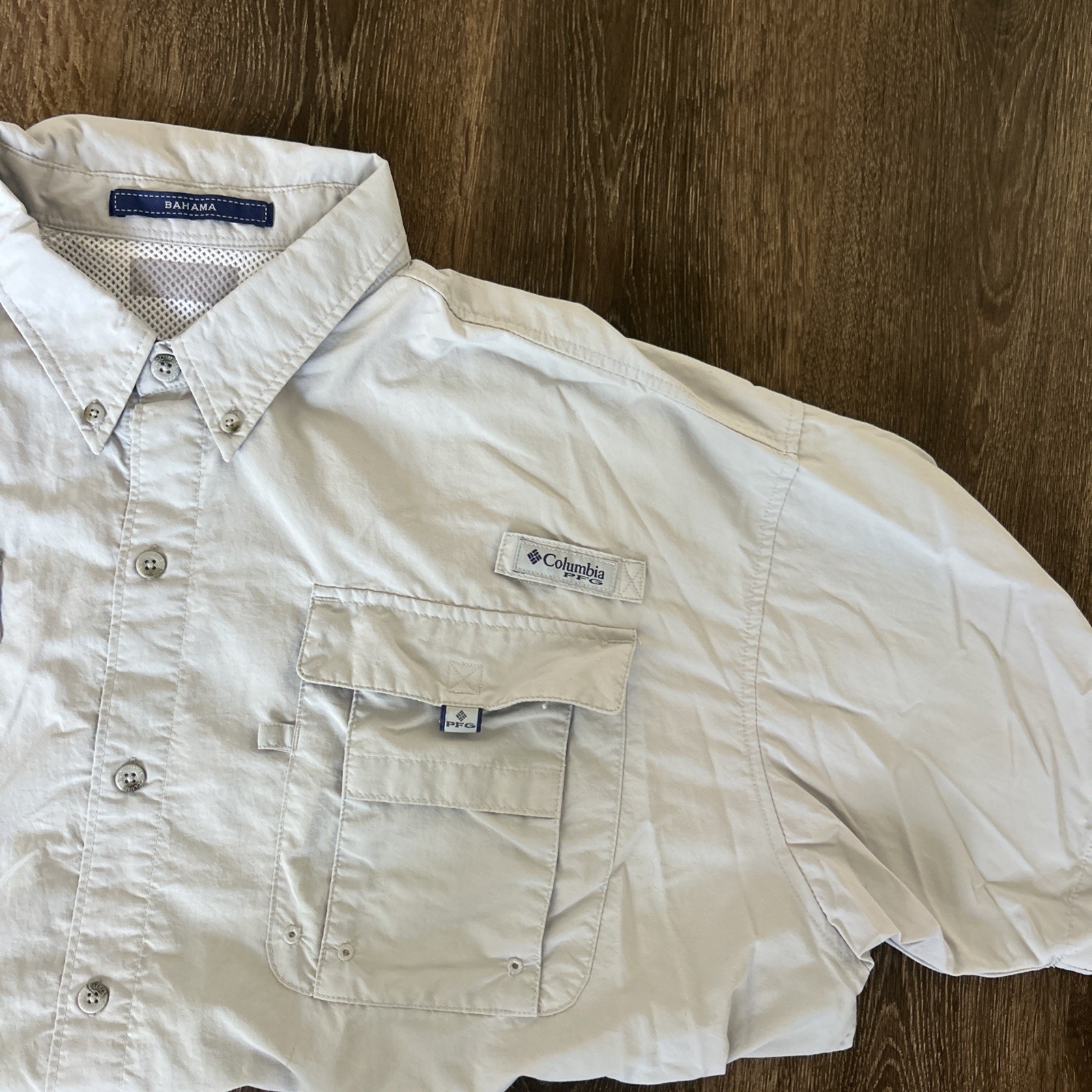 Columbia PFG Omni-Shade Bahama Short-sleeve Button-down Gray Shirt Men's 2XL gallery