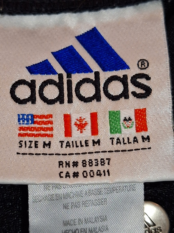 Adidas Vintage 90s Snap Front Warm Up Jersey Black/ White- Mens- Medium gallery