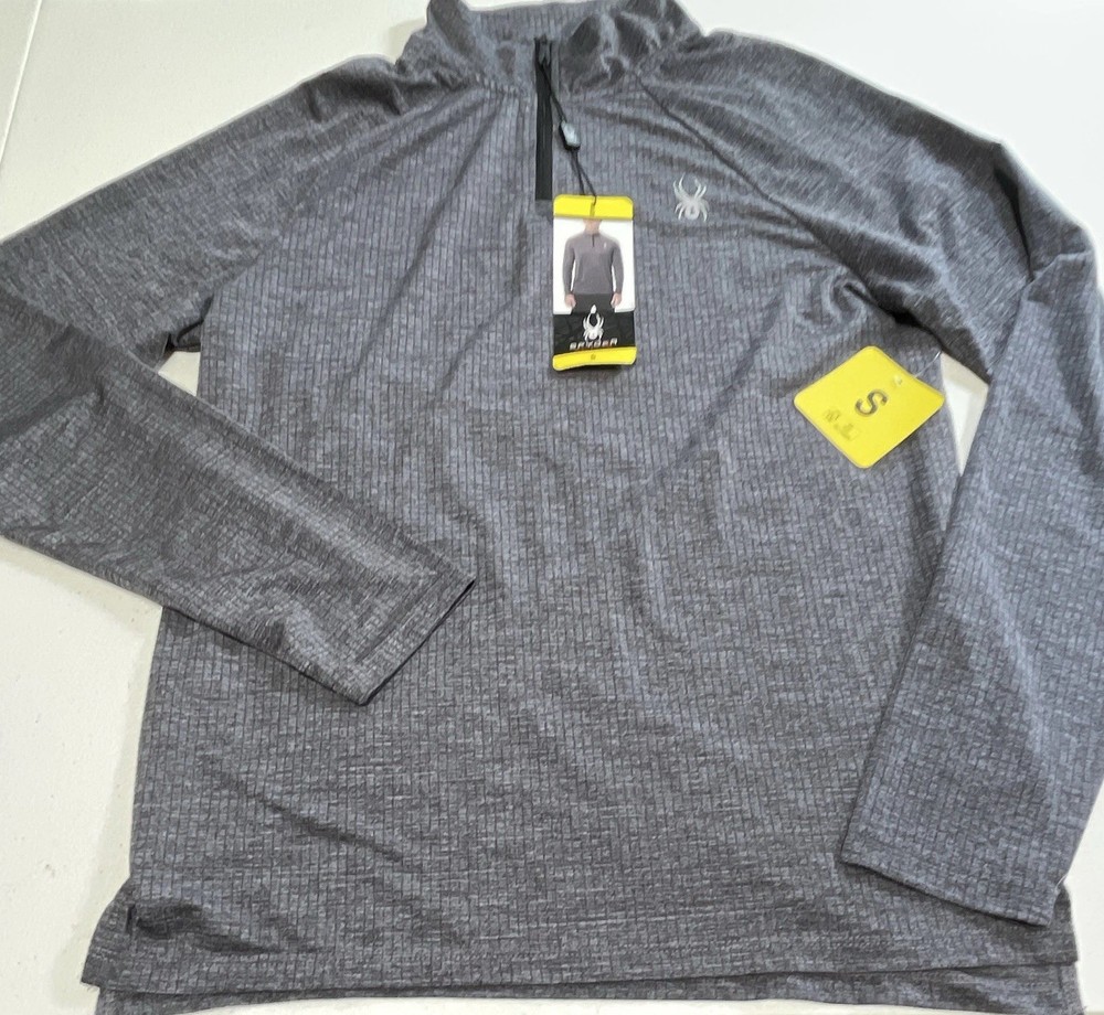 NWT Spyder Active Men’s S Regular Fit 1/4 Zip Long Sleeve Mock Neck Solid Gray