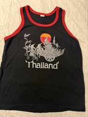 Thailand Graphic Print Black Tank Top Red Trim Sleeveless Size L