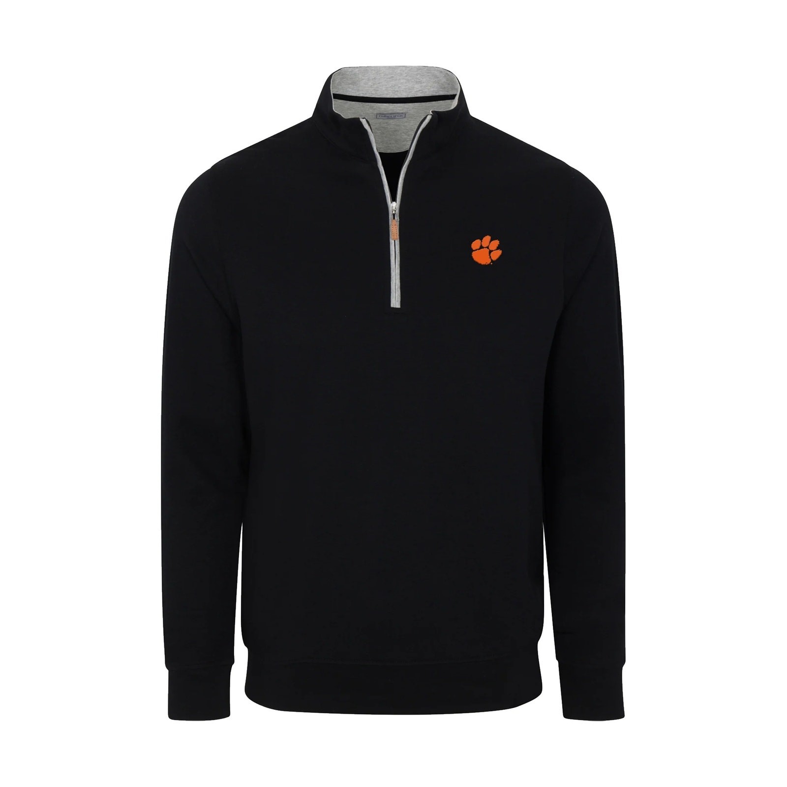 NWT Collars & Co Clemson Heather Cloud Cotton Quarter Zip Pullover Black XL gallery