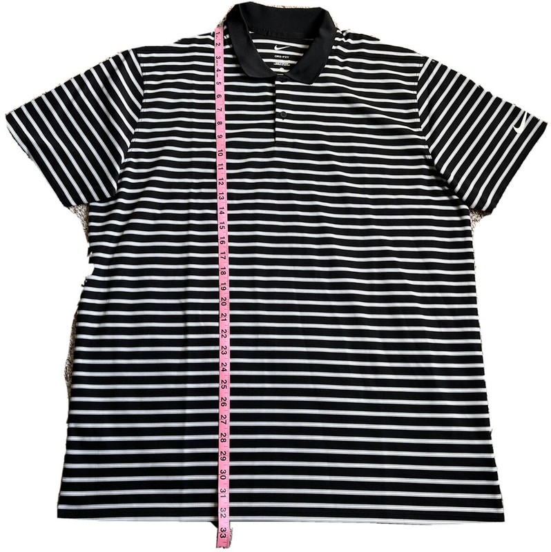 NIKE Men’s GOLF DRI-FIT VICTORY STRIPE POLO SHIRT Black Gray DH0835-010 X Large gallery