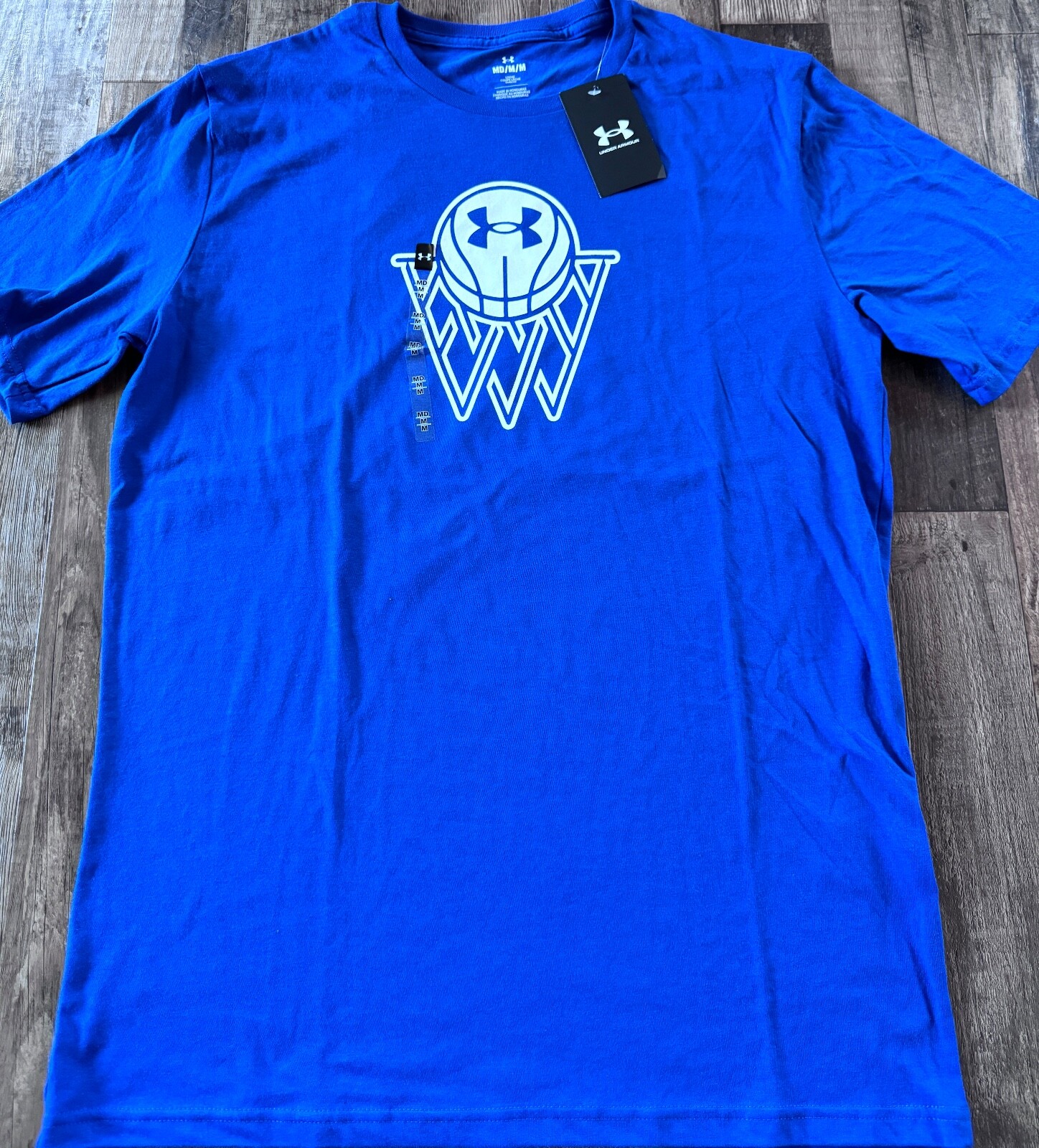 NWT Mens Under Armour L Royal Blue/White Basketball Icon Loose Fit Shirt Large gallery