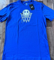 NWT Mens Under Armour L Royal Blue/White Basketball Icon Loose Fit Shirt Large