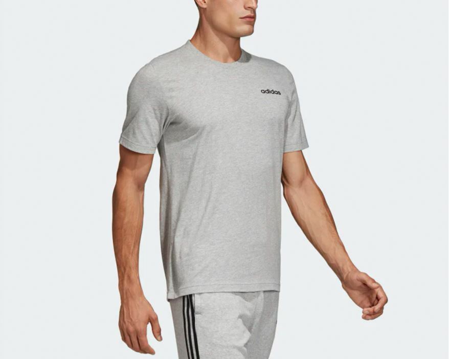adidas T Shirt Mens Essentials Short Sleeve Cotton Tee Gray Small or Medium gallery