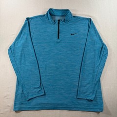 Nike Breathe Dri Fit Quarter Zip Pullover Mens XL Blue Gym Training 940177