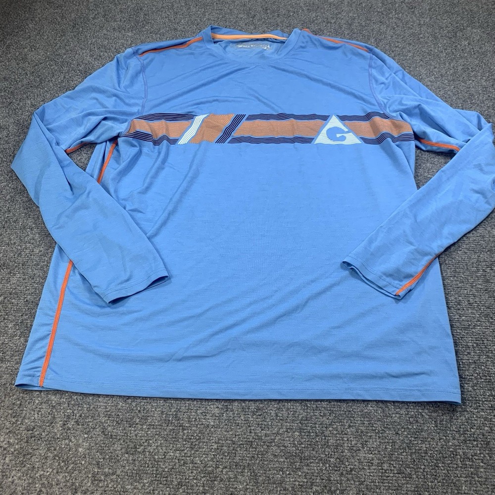 Gerry Shirt Mens XL Blue Long Sleeve Crew Neck Fishing Logo Performance