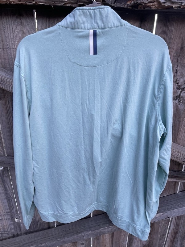 Rhoback Men’s Performance Quarter Zip Pullover Light Blue Heather Dog Logo Golf gallery