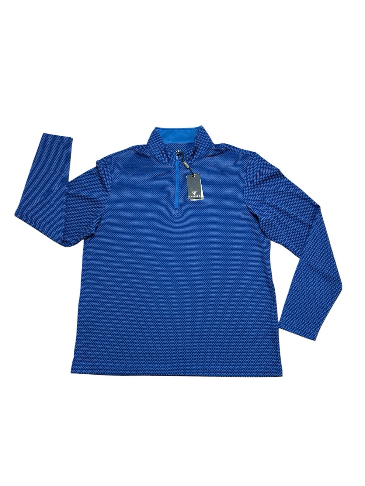 MAELREG Performance Pullover Mens Large Blue Print 1/4 Zip Long Sleeve Golf NWT gallery
