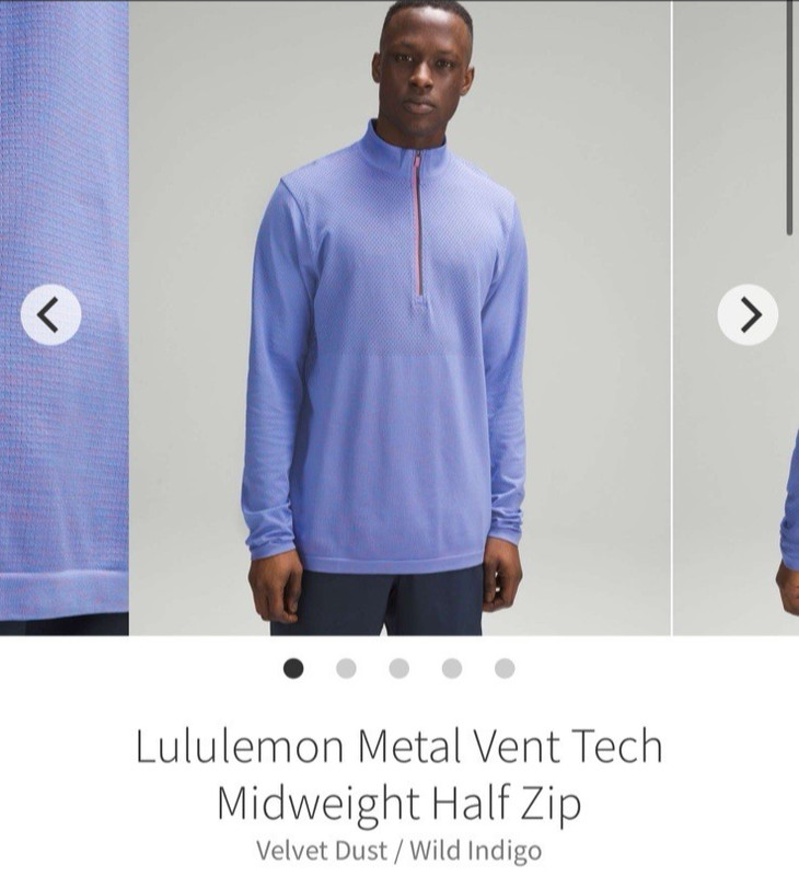 Lululemon Metal Vent Tech Midweight Half Zip Men XL Velvet Dust/Wild Indigo Golf gallery