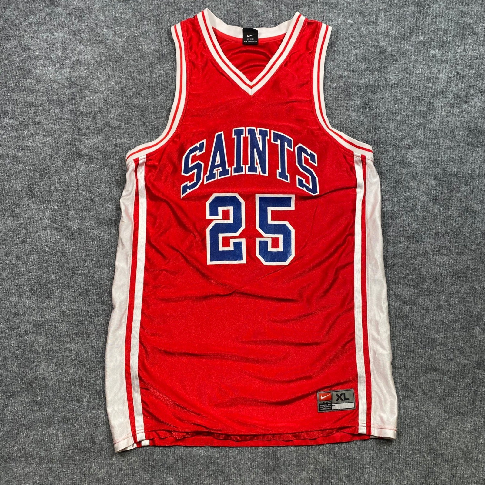 Nike Team Saints Basketball Jersey Mens XL Red White Blue 25 Sleeveless V-Neck gallery
