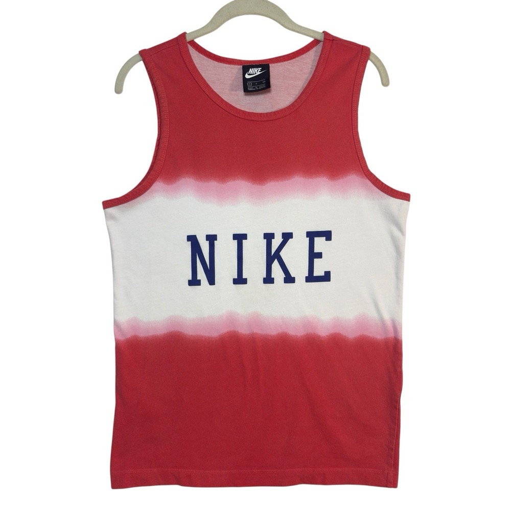 Nike Men's Red & White Sleeveless Activewear T-shirt Sz S color fade