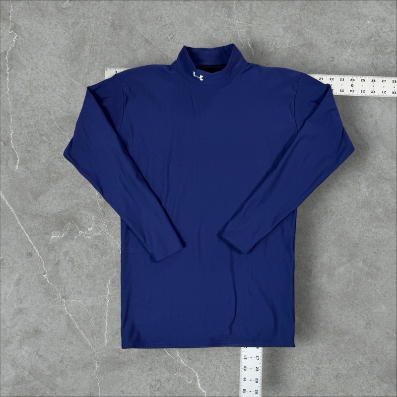 Under Armour Men's XL Blue Long Sleeve Mock Neck Stretch Compression Tee gallery