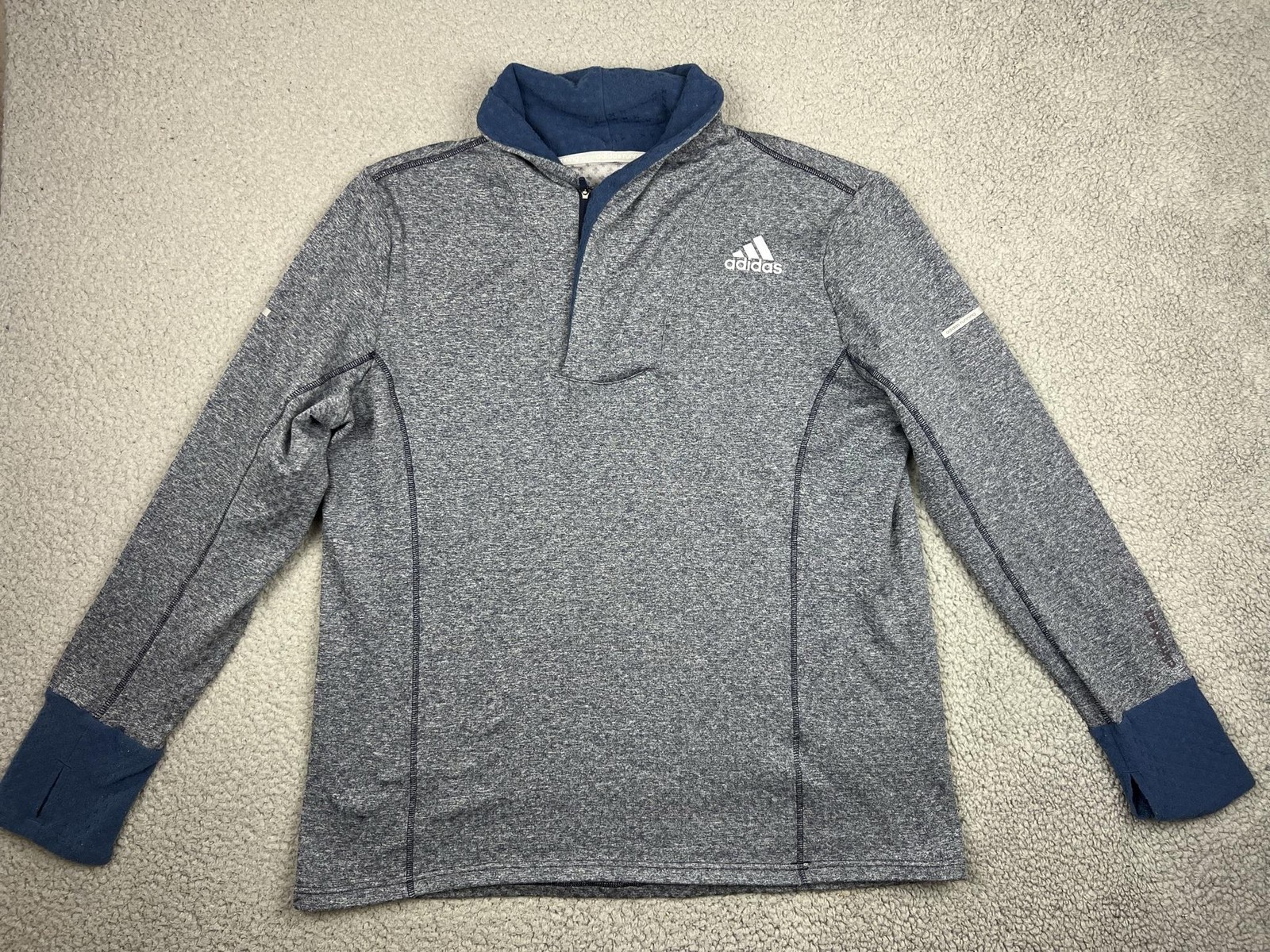 Adidas Pullover Mens Large Gray Climaheat 1/4 Zip Running Top Shirt M61889 gallery