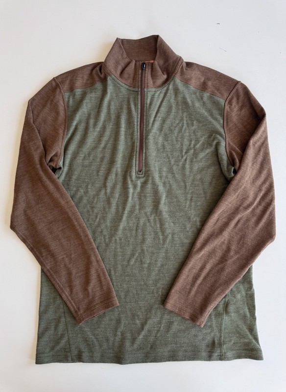 Smartwool Merino 250 1/4 Zip base layer Size Winter Moss Fox Brown Mens Size L gallery
