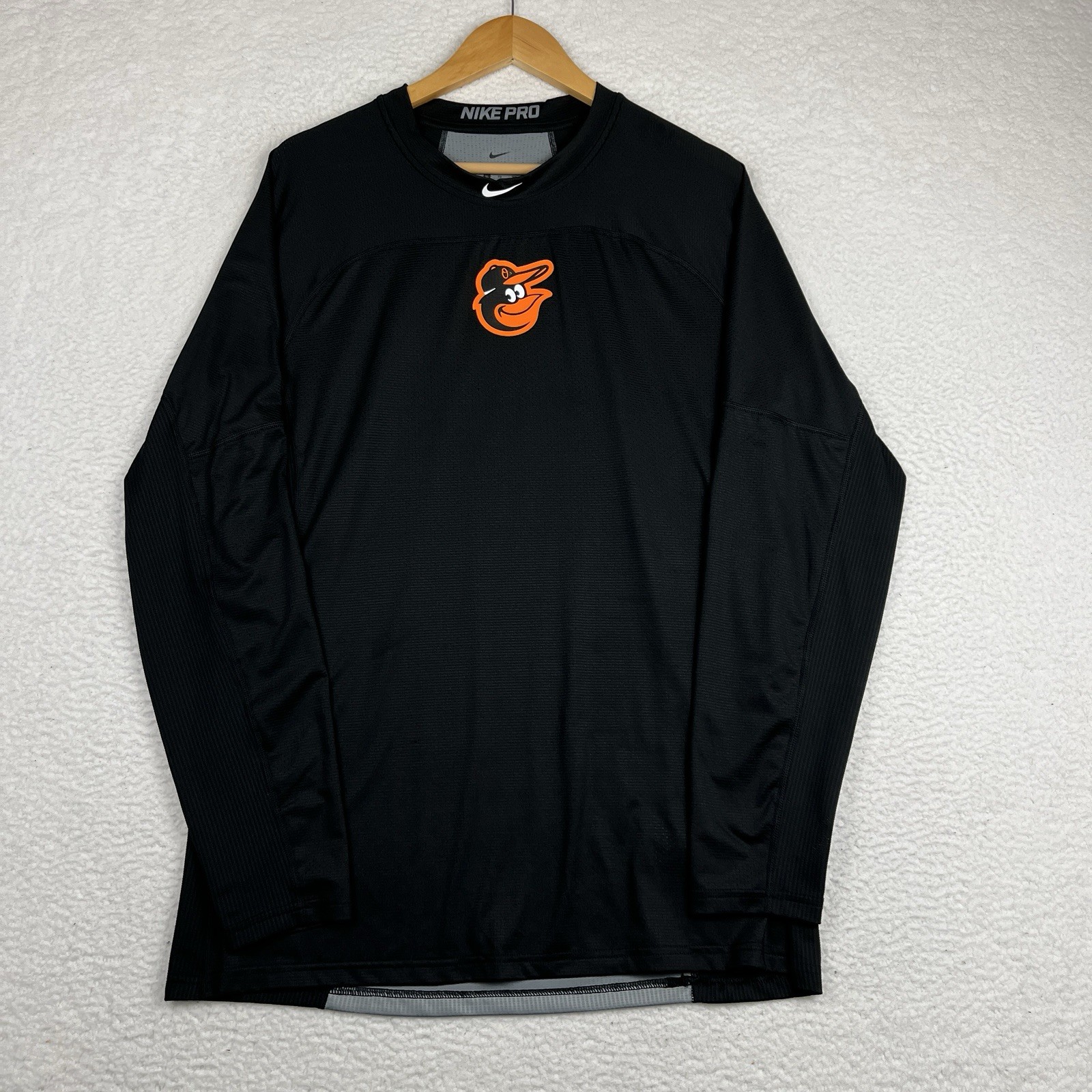 Nike Pro Combat Baltimore Orioles LS Bullpen Shirt XL Center Swoosh DriFit gallery