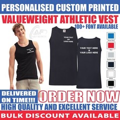 Personalised Custom Value weight Athletic Vest Gym Sports Yogga Jogging SS100