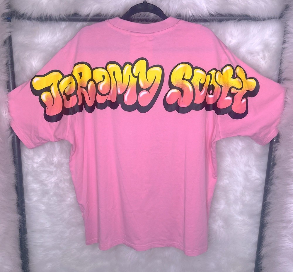 RARE Adidas Jeremy Scott Pink Graffiti T-Shirt Bubble Letters L SOLD OUT