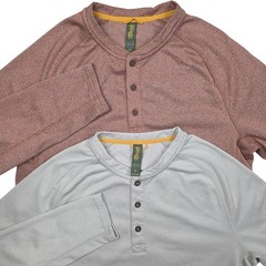 [LOT OF 2] Marsh Wear Men’s Long Sleeve Button Henley Shirt Heathered Red Gray M